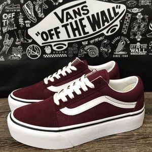 Vans Maroon and White Skate Shoes